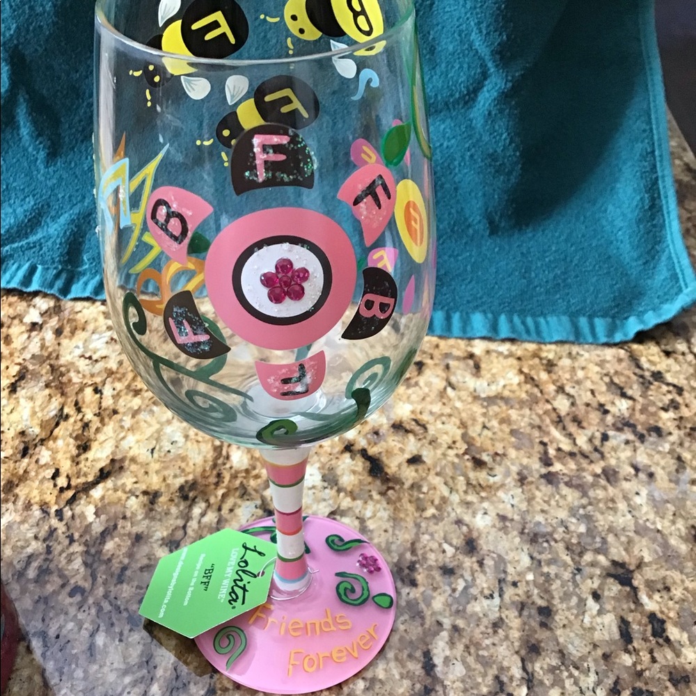 NWT. Lolitas BFF Wine Glass